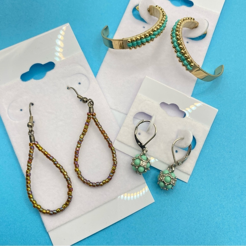 Boho Hoops & Dangles Pierced Earrings Bundle Of Three Pairs